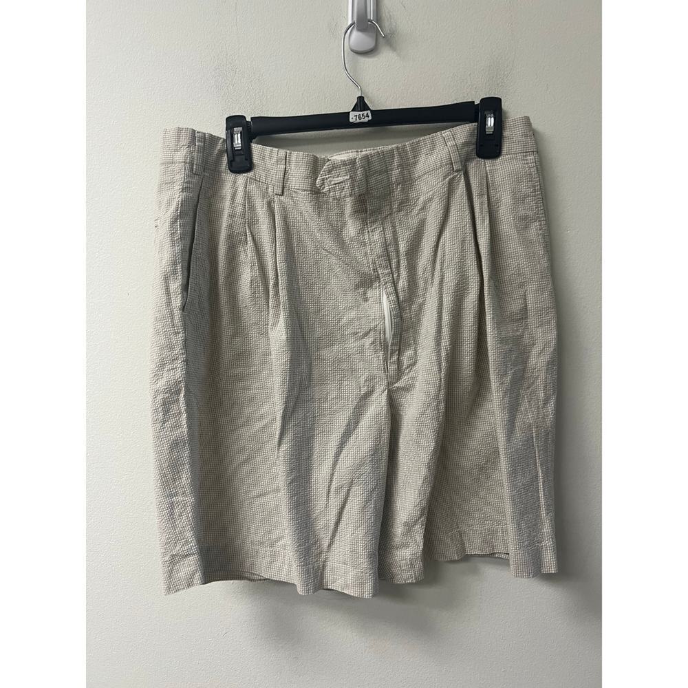 Berle Mens Plaid Shorts Tan and White Size 36 Regular
